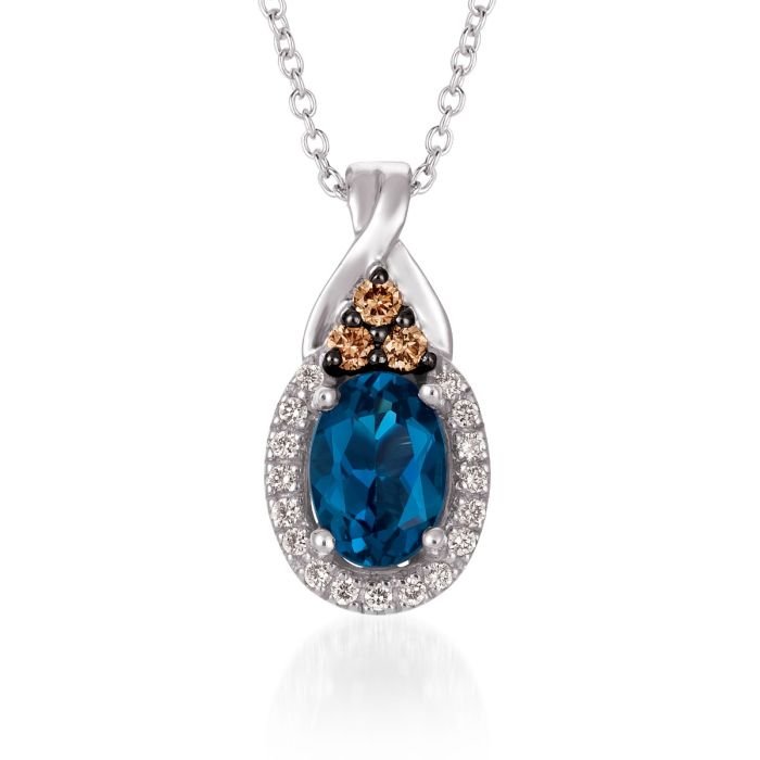 Le Vian Chocolatier® Deep Sea Blue Topaz™ and Diamond Pendant WJBO 43WG | Hannoush Jewelers