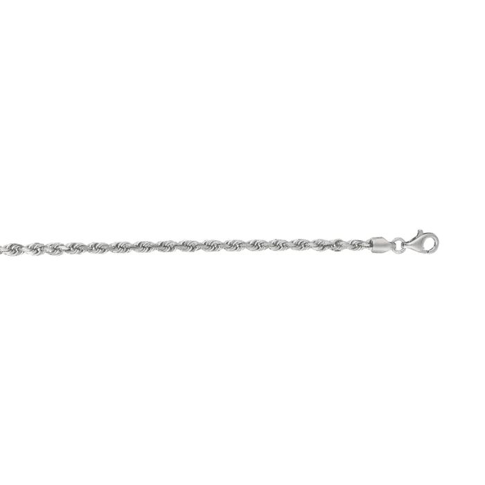 14kt 24" White Gold 3.0mm Shiny Solid Diamond Cut Royal Rope Chain with Lobster Clasp WR023-24 | Hannoush Jewelers