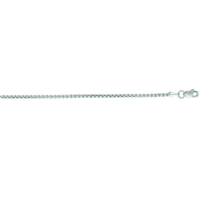 14kt 16" White Gold Shiny Round Box Chain with Lobster Clasp WRBX100-16 | Hannoush Jewelers