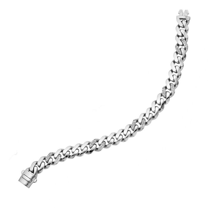 14K White Gold 7" .85CT Ferrara Diamond Chain Bracelet with Box Clasp WRC10030-07 | Hannoush Jewelers