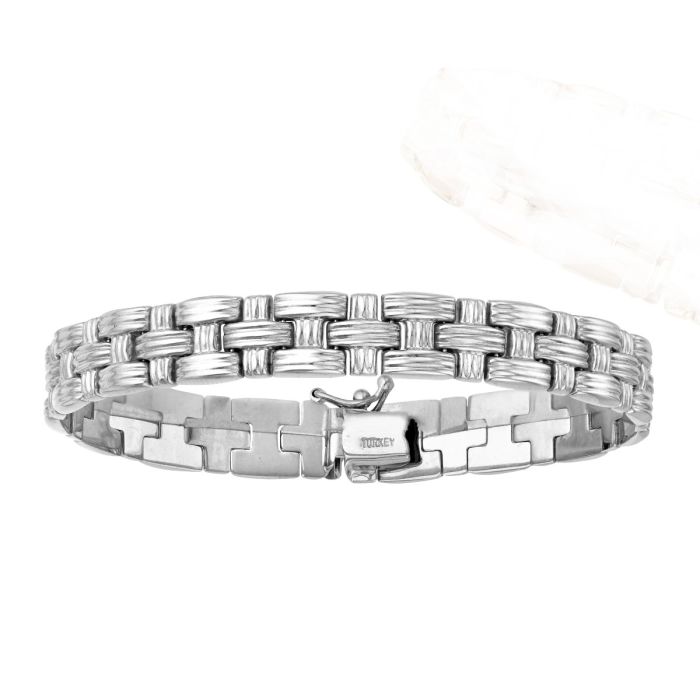 14K White Gold 7.25" Classic Basketweave Bracelet with Box Clasp WRC2374-0725 | Hannoush Jewelers