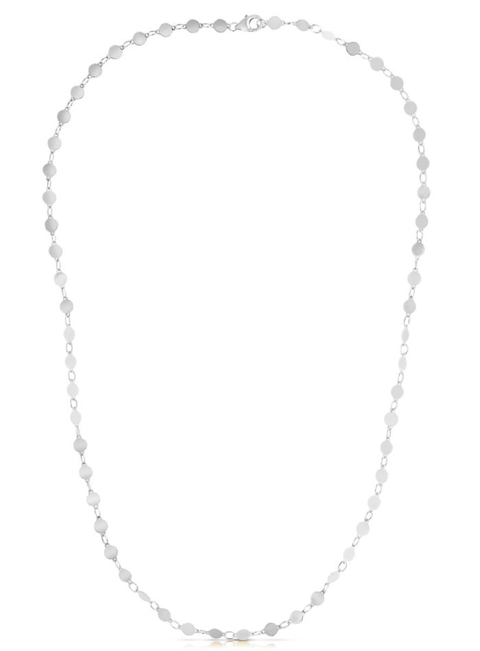 14kt White Gold 4mm Polished Pebble Necklace with Lobster Clasp WRC8240 | Hannoush Jewelers