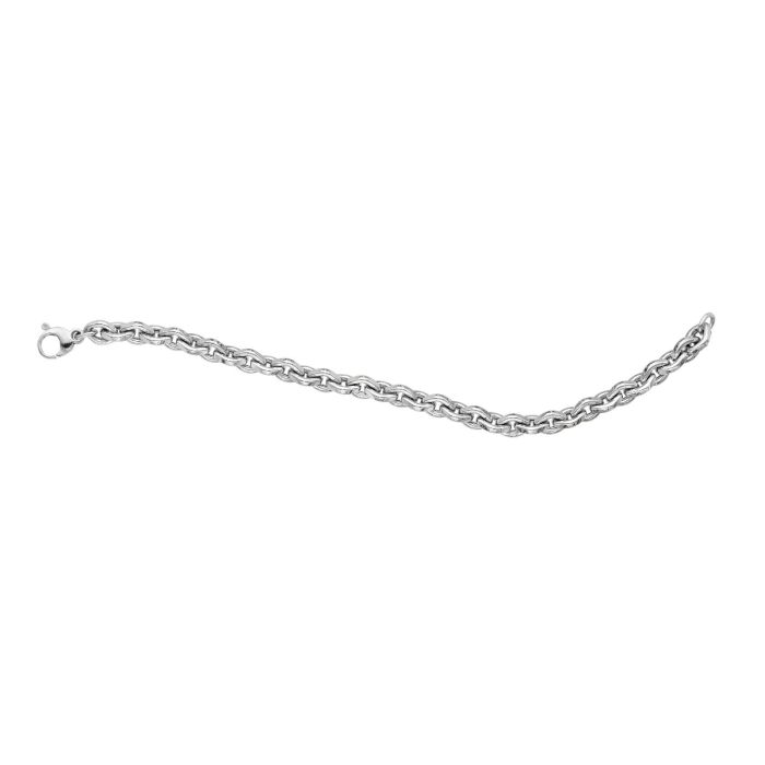 14K White Gold 7.25" Diamond Facet Rolo Chain Bracelet WRC9739-0725 | Hannoush Jewelers