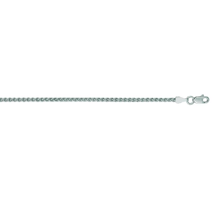 14kt 22" White Gold Round Wheat Chain with Lobster Clasp WSP050-22 | Hannoush Jewelers