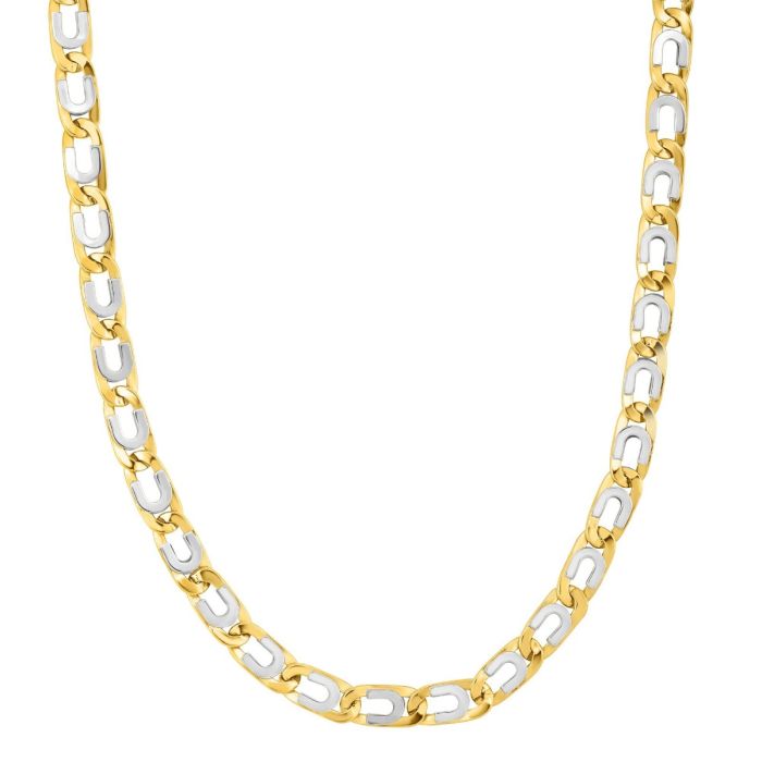 14kt Gold 22" Yellow+White Finish Shiny Oval Necklace with Lobster Clasp YWNCK5252-22 | Hannoush Jewelers