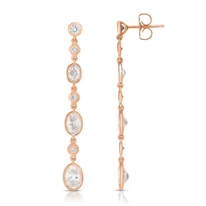 14K Rose Gold Round and Oval Diamond Earrings Z00142828 | Hannoush Jewelers