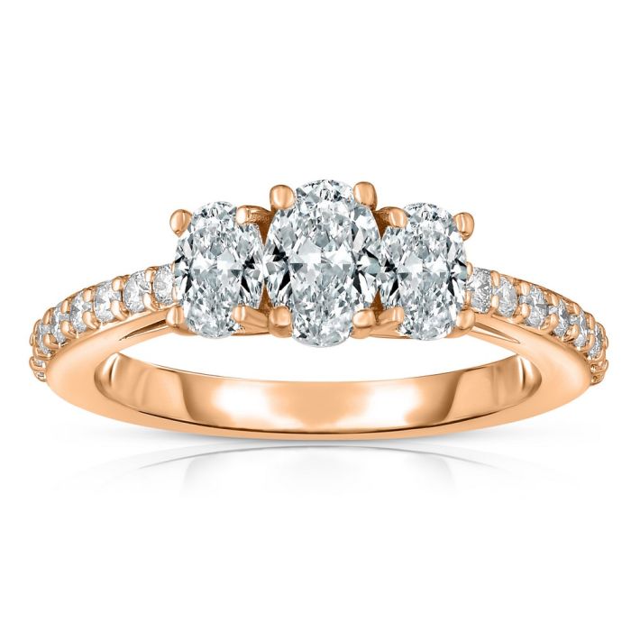 14K Rose Gold Oval and Round Diamond Engagement Ring by Eloquence Z00144814 | Hannoush Jewelers