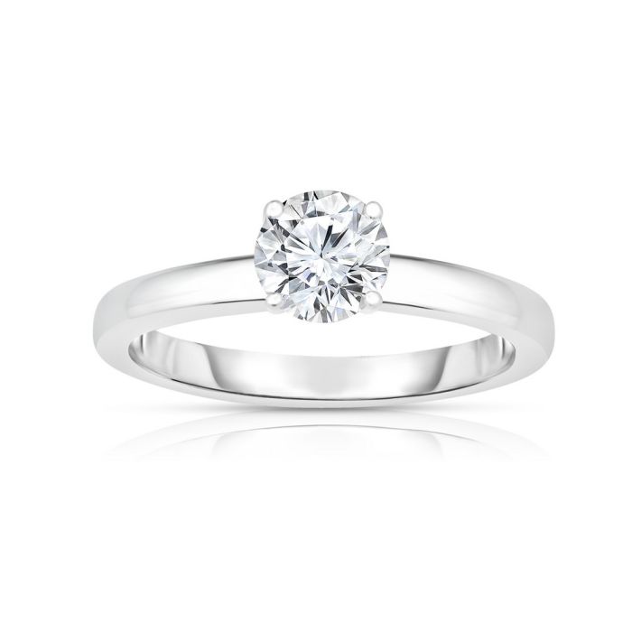 14K WHITE GOLD ROUND DIAMOND ENGAGEMENT RING WITH CARAT TOTAL WEIGHT IJ COLOR SI2 CLARITY | Hannoush Jewelers