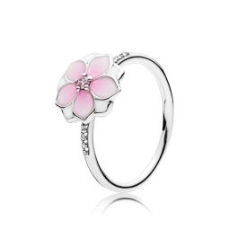 Pandora Magnolia Bloom, Pale Cerise Enamel & Pink CZ Ring 191026PCZ