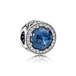 Pandora RADIANT HEARTS CHARM WITH MOONLIGHT BLUE CRYSTAL AND CLEAR