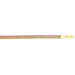 10k Yellow, White, and Rose Gold Triple Strand Rope 7.5 inch Bracelet 012TCHTR-0750