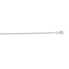10K White Gold 16 Inch 1.50mm Shiny Solid Diamond Cut Rope Chain 012WROY-16