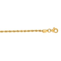 10k Yellow Gold 20 Inch 2.25mm Solid Diamond Cut Rope Chain 016ROY-20