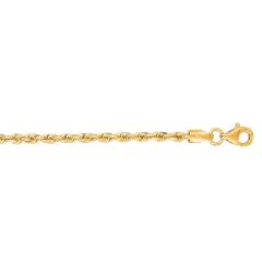10K Yellow Gold 7 inch 2.50mm Diamond Cut Rope Chain Bracelet 018ROY-07