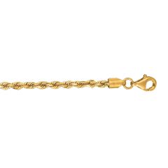 10k Yellow Gold 20 Inch Shiny Solid Diamond Cut Rope Chain with Lobster Clasp 021ROY-20