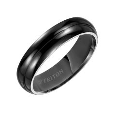 Triton Gents 6mm Domed Black Titanium Comfort Fit Band 11-2048BT-G.00