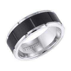 Triton Ladies 8.5mm  Black and White Tungsten Carbide Comfort Fit Band 11-4334MC-L.00