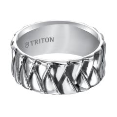 Triton Ladies 10mm Sterling Silver Woven Comfort Fit Band with Black Oxidation 11-4924SV-L.00