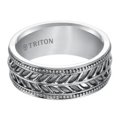 Triton Ladies 10mm Sterling Silver Comfort Band Center Recessed Pattern and Milgrain 11-4933SV-L.00