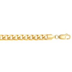 10K Yellow Gold 22"  Lite Miami CURB Necklace with Lobster Lock. 150HMC-22