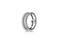 Double Hearts of Pandora Ring, Clear CZ 196236CZ