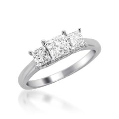 14K White Gold 3 Princess Cut Diamond Engagement Ring HB20986