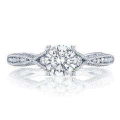 Tacori Classic Crescent Diamond Engagement Ring in 18k White Gold 0.28 ctw 2645RD612W