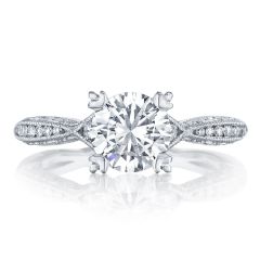 Tacori 18k White Gold Classic Crescent Diamond Engagement Ring 0.28ctw 2645RD712W