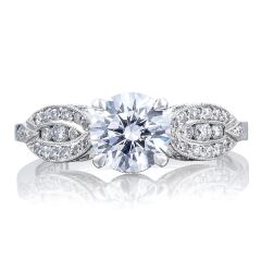 Tacori 18K White Gold Ribbon Diamond Engagement Ring 0.30ctw 2648RD65W