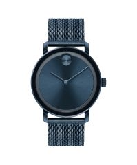 Movado BOLD, 40 mm blue ion-plated stainless steel case and mesh bracelet with a blue-toned dial.