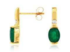 14 KT YELLOW GOLD WITH EMERALD EARRINGS 