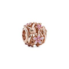 Openwork Pink Daisy Flower Charm 788772C01