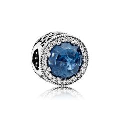 Pandora RADIANT HEARTS CHARM WITH MOONLIGHT BLUE CRYSTAL AND CLEAR CZ - 791725NMB