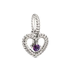 Purple Beaded Heart Dangle Charm 798854C03