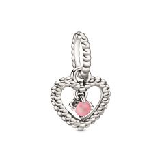 Petal Pink Beaded Heart Dangle Charm 798854C09