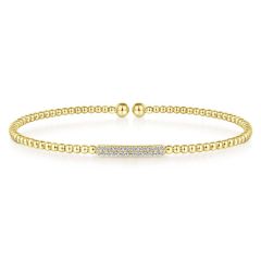 Gabriel & Co. - BG4119-62Y45JJ - 14K Yellow Gold Bujukan Bead Cuff Bracelet with Diamonds
