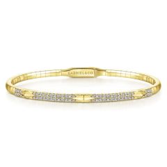 Gabriel & Co. - BG4187-65Y45JJ - 14K Yellow Gold Diamond Bangle with Pyramid Rhombus Stations