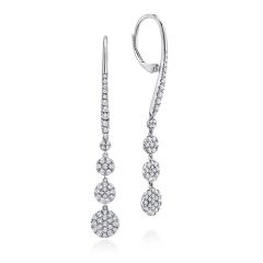 Gabriel & Co. - EG12961W45JJ - 14K White Gold Long Graduating Circle Diamond Drop Earrings