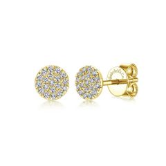 Gabriel & Co. - EG12966Y45JJ - 14K Yellow Gold Round Cluster Diamond Stud Earrings