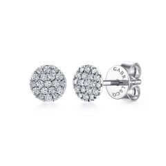 Gabriel & Co. - EG12967W45JJ - 14K White Gold Round Pavâ€š Diamond Stud Earrings