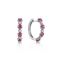 Gabriel & Co. - EG14271W45RA - 14K White Gold 15MM Diamond and Ruby Earrings