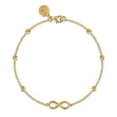 14K Yellow Gold Bujukan Chain Bracelet with Infinity Station
Width 5.40 mm
Thickness 2.00 mm
Size 7.00 in