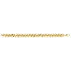 14kt 18" Yellow Gold Ridged Tube Fancy Curb Like Link Necklace with Lobster Clasp AUF1024-18