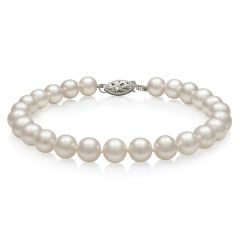 14K White Gold 7.5 inch Akoya AAA Pearl Bracelet featuring 6.5-7MM Pearls