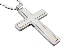 Stainless Steel Men's 24 Inch chain with Large Cross - BJP64