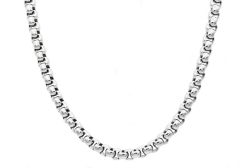 Stainless Steel Men's Round Box Link Necklace- BJS17N