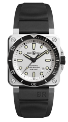 Bell & Ross Auto White Diver Steel Rubber Strap Watch BR0392-D-WH-ST/SRB