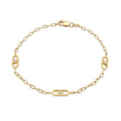14K yellow gold link bracelet with bezel set diamonds 