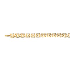 14kt 8" Yellow Gold 9.3mm Shiny 3 Row Panter Link Fancy Bracelet with Lobster Clasp BRC1637-08