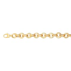 14kt 8" Yellow Gold Shiny Alternate Oval+Ro und Double Link Fancy Bracelet with Lobster Clasp BRC1638-08